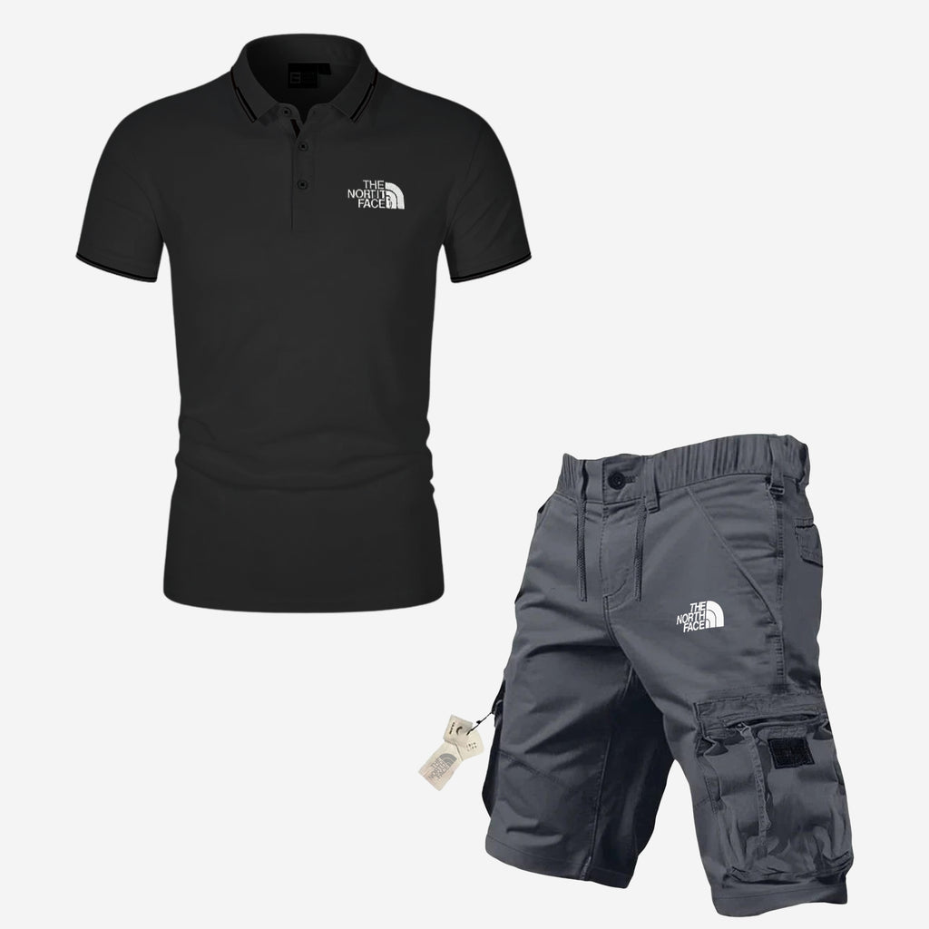 Men's Polo Shirt and Cargo Shorts Casual Summer Outfit Set