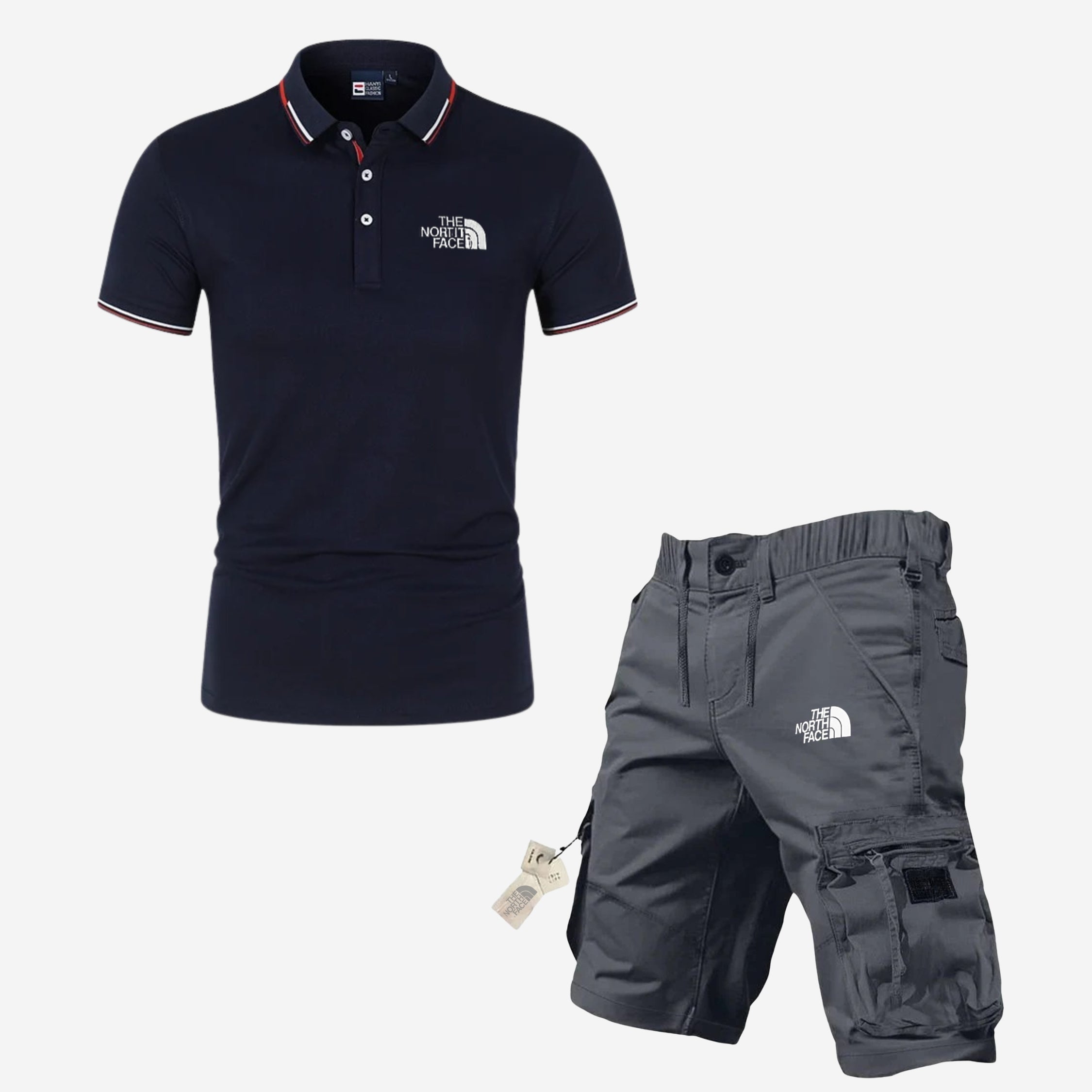 Men's Polo Shirt and Cargo Shorts Casual Summer Outfit Set