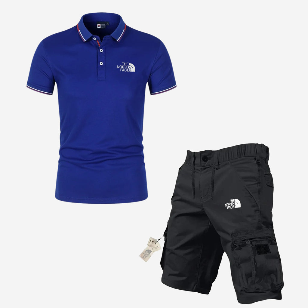 Men's Polo Shirt and Cargo Shorts Casual Summer Outfit Set
