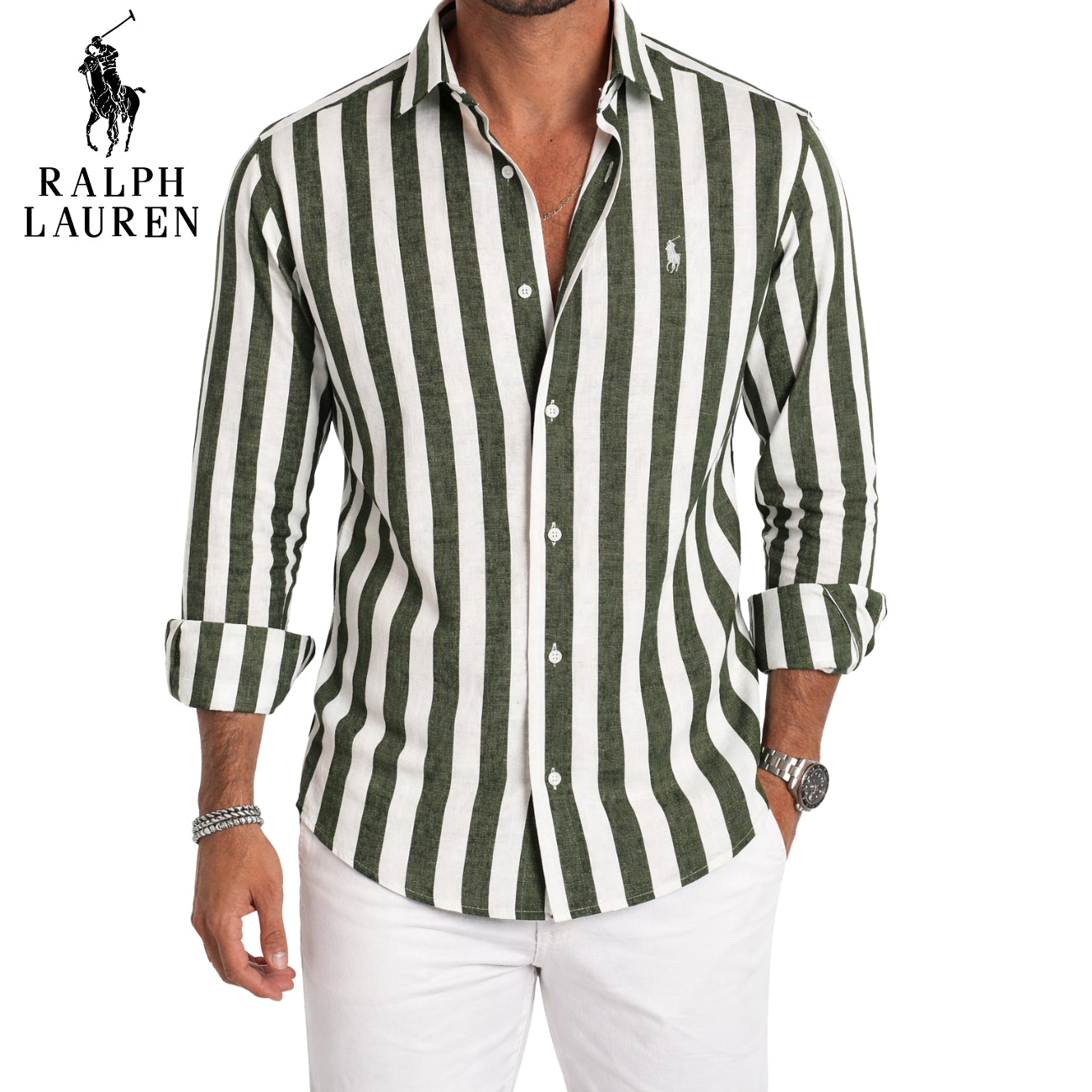 RL™ | Chemise Homme Lin Rayée Manches Longues