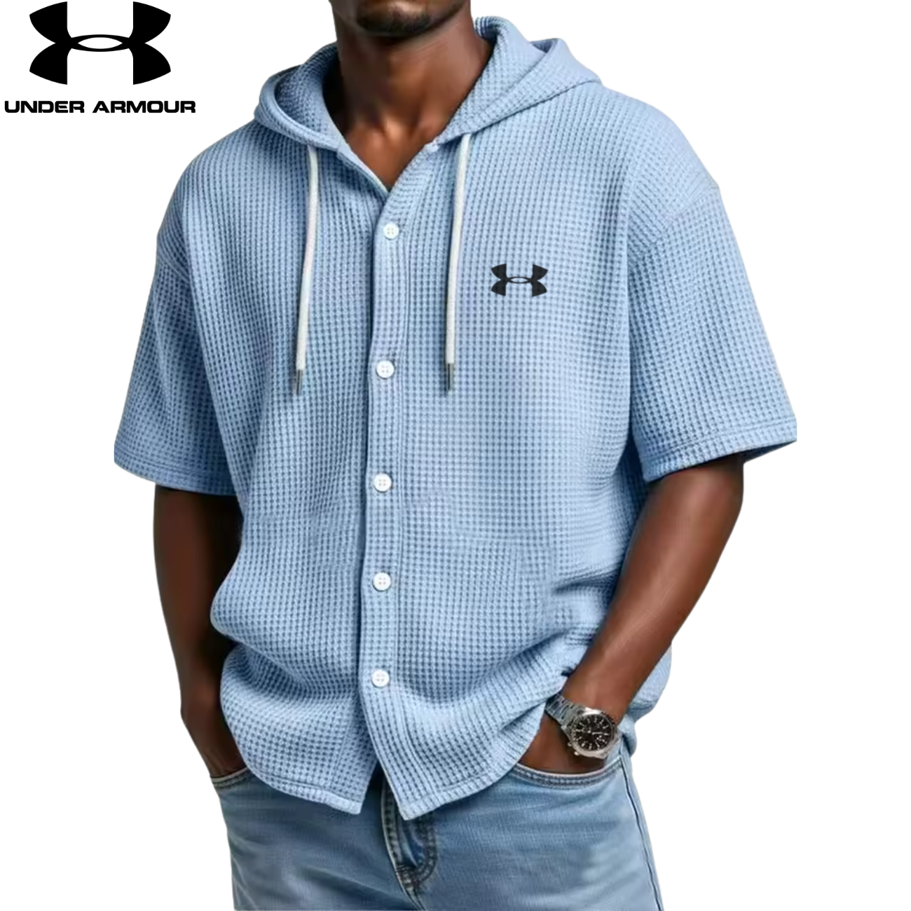UA™ | Chemise Homme Waffle à Capuche Boutonnée