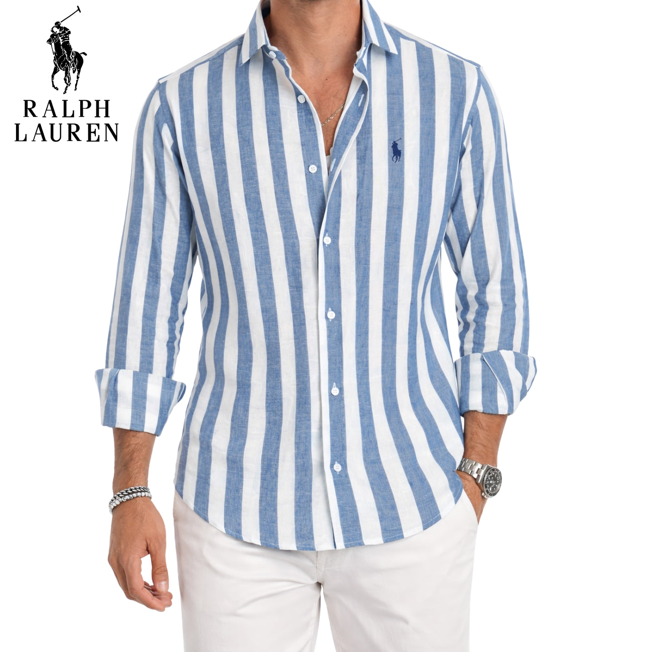 RL™ | Chemise Homme Lin Rayée Manches Longues