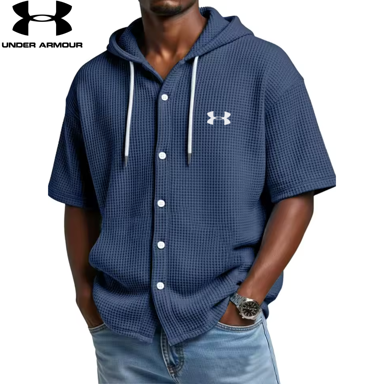 UA™ | Chemise Homme Waffle à Capuche Boutonnée