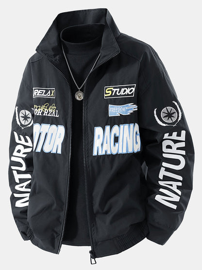 Icon Letter Embroidery Racing Jacket