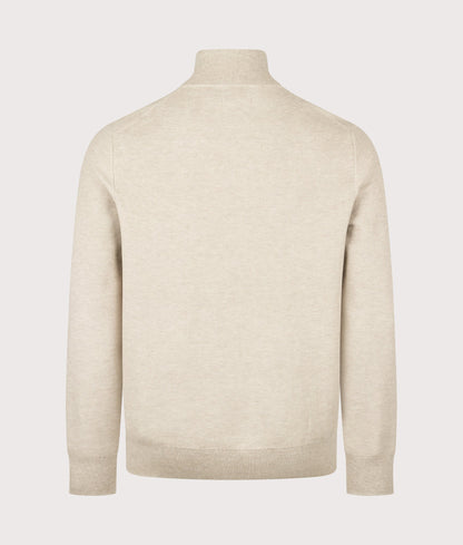 Regular Fit Quarter Zip Cotton Mesh Knitted Jumper