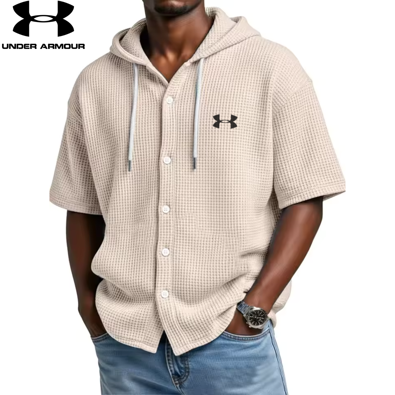UA™ | Chemise Homme Waffle à Capuche Boutonnée