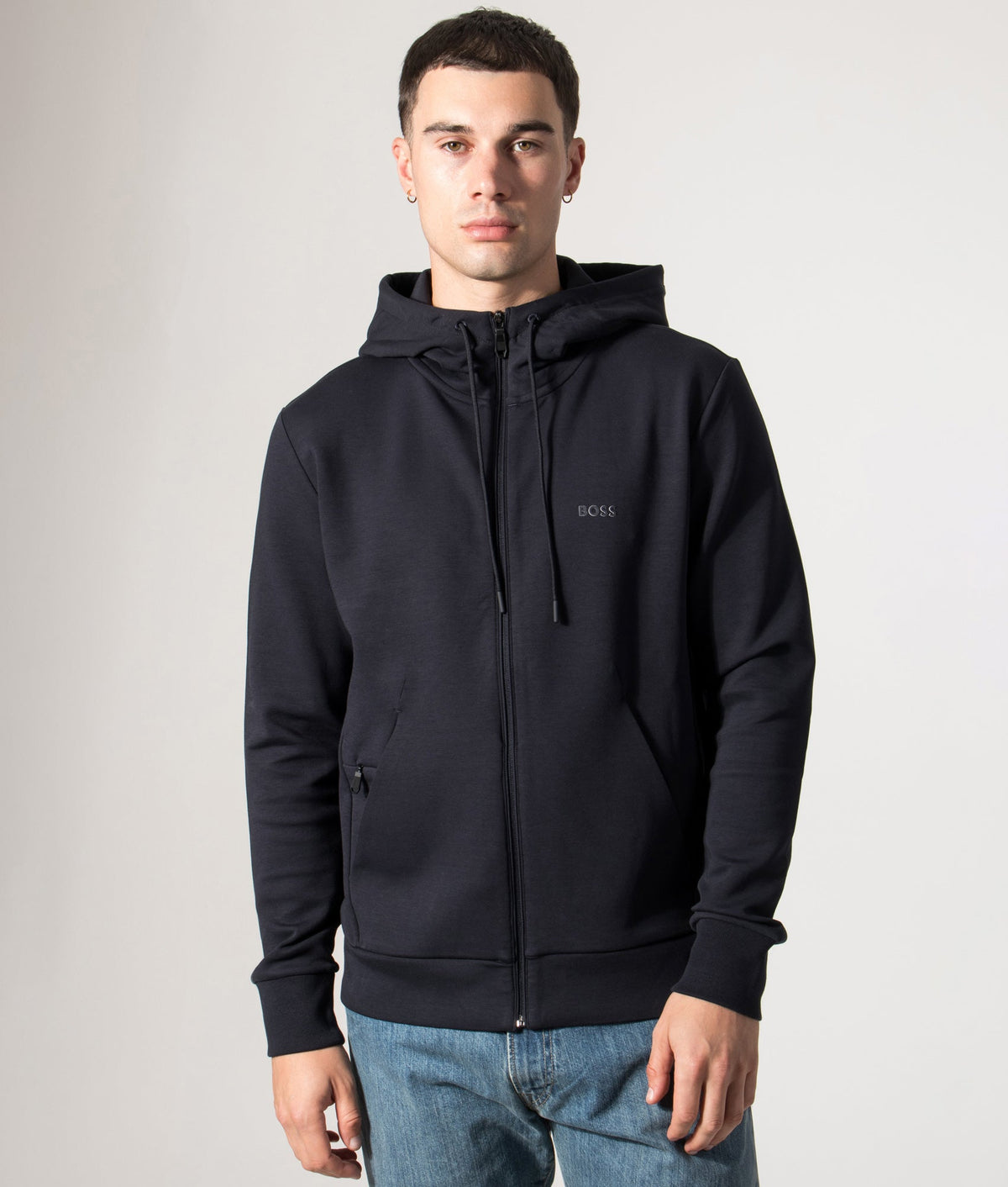Regular Fit Zip Through Saggy Hoodie