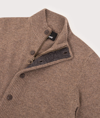 Essential Patch Zip Through Knitted Jumper