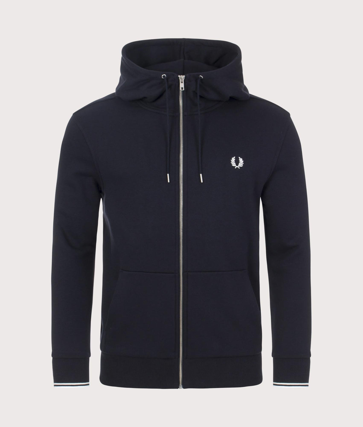 Regular Fit Zip Through Contrast Tipped Hoodie