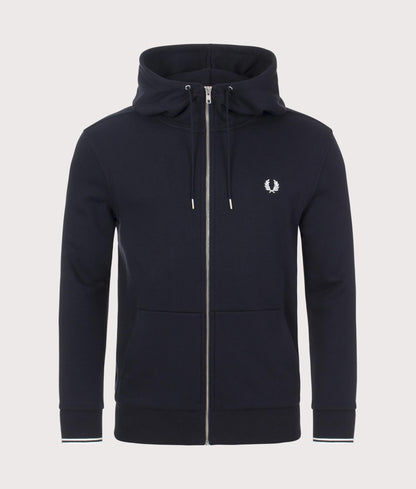 Regular Fit Zip Through Contrast Tipped Hoodie