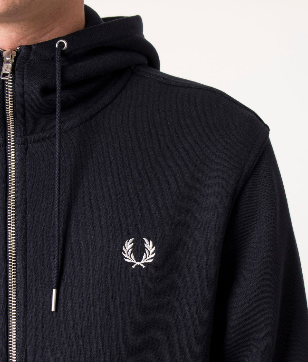 Regular Fit Zip Through Contrast Tipped Hoodie