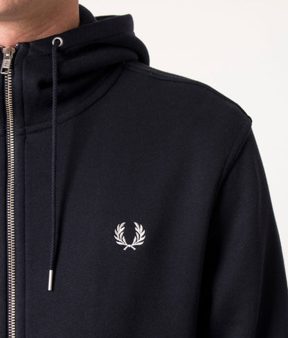 Regular Fit Zip Through Contrast Tipped Hoodie