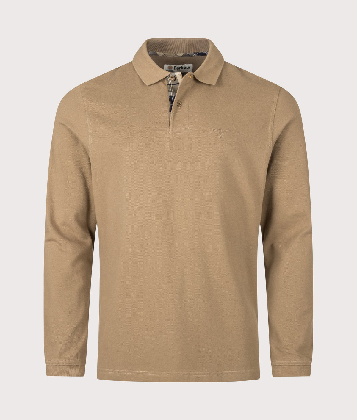 Regular Fit Essential Long Sleeve Tartan Piqué Polo Shirt