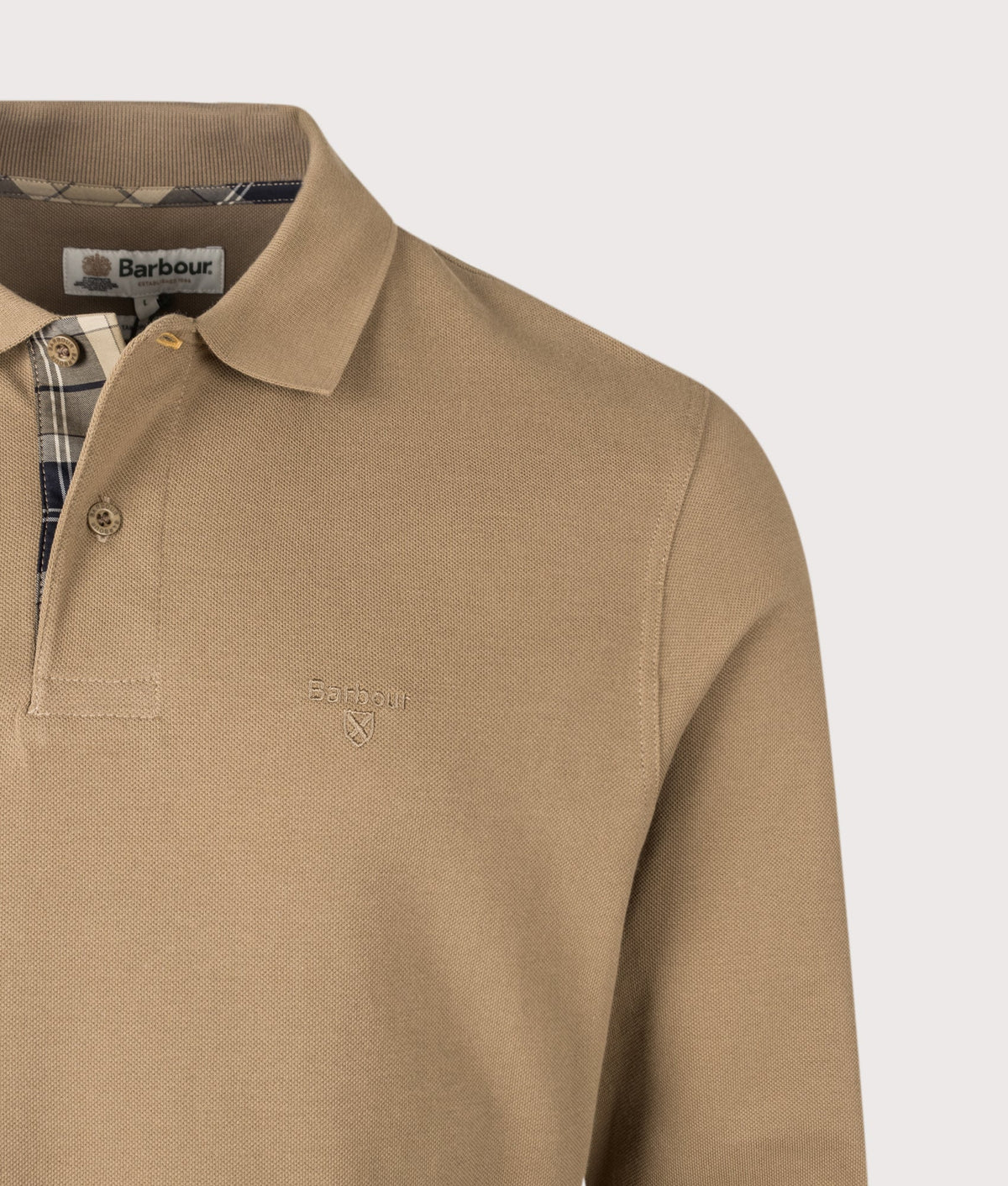Regular Fit Essential Long Sleeve Tartan Piqué Polo Shirt