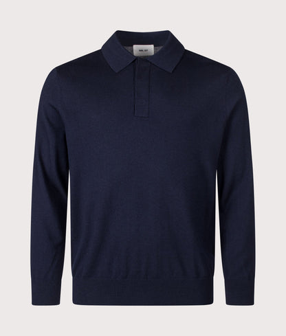 Emerson Long Sleeve Wool Knitted Polo Shirt