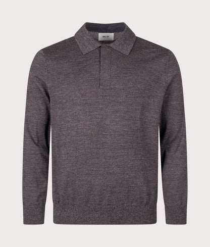 Emerson Long Sleeve Wool Knitted Polo Shirt