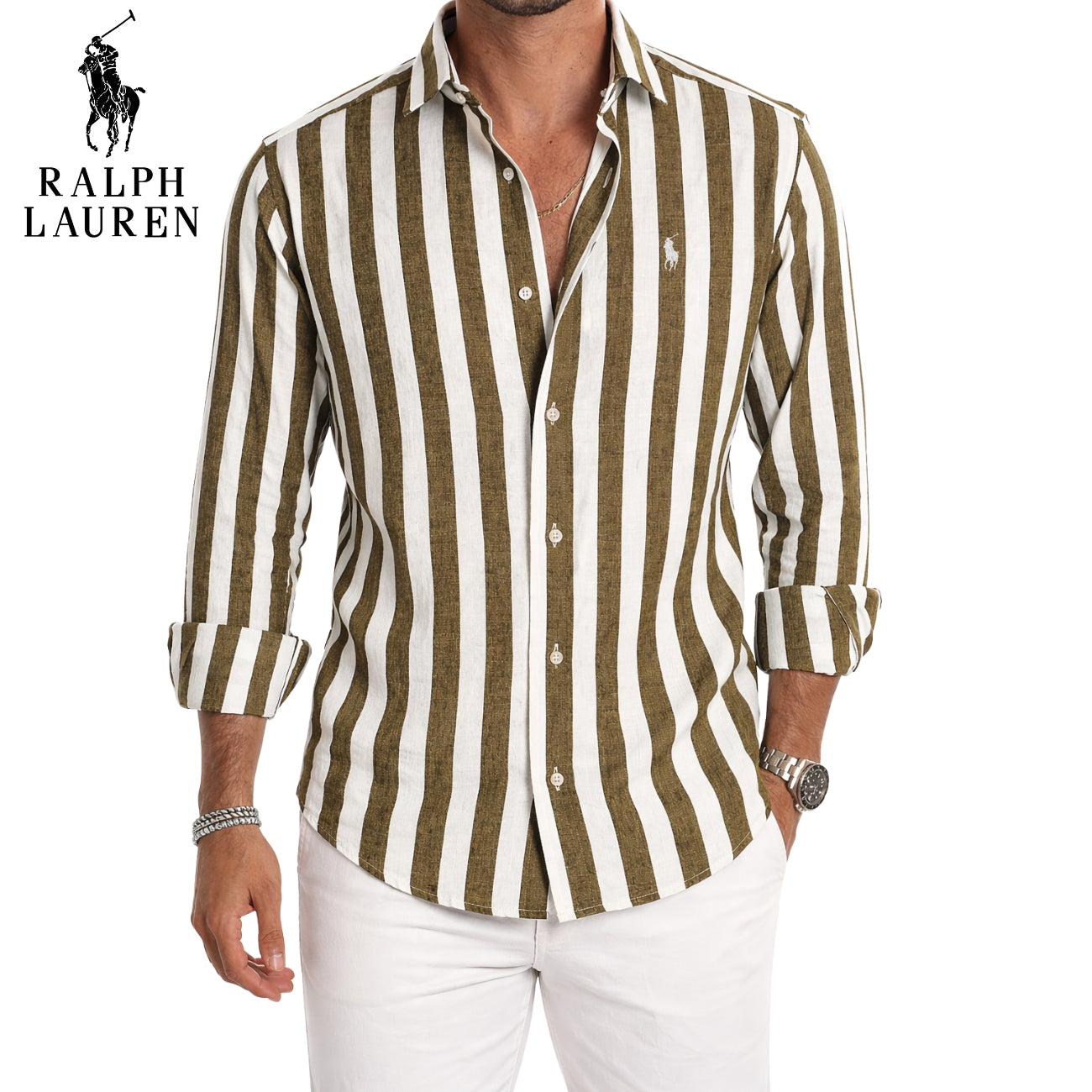 RL™ | Chemise Homme Lin Rayée Manches Longues