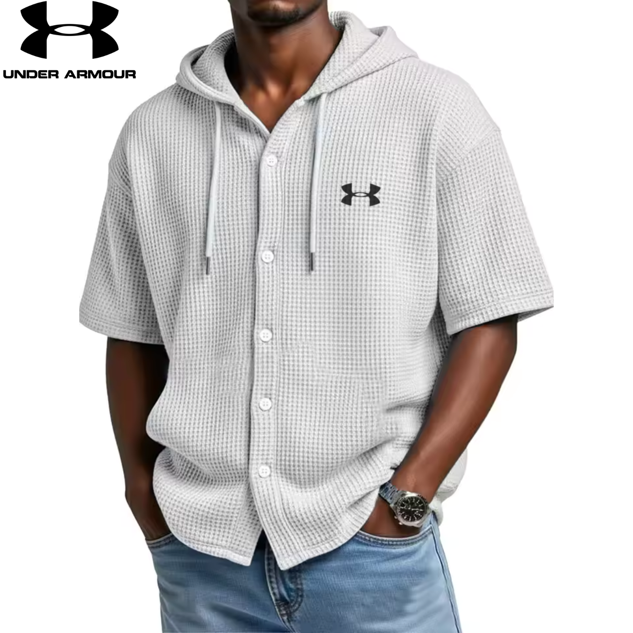 UA™ | Chemise Homme Waffle à Capuche Boutonnée