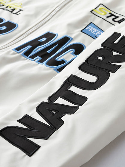Icon Letter Embroidery Racing Jacket