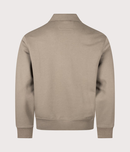 Diagonal Raised Fleece Polo Collar Sweatshirt