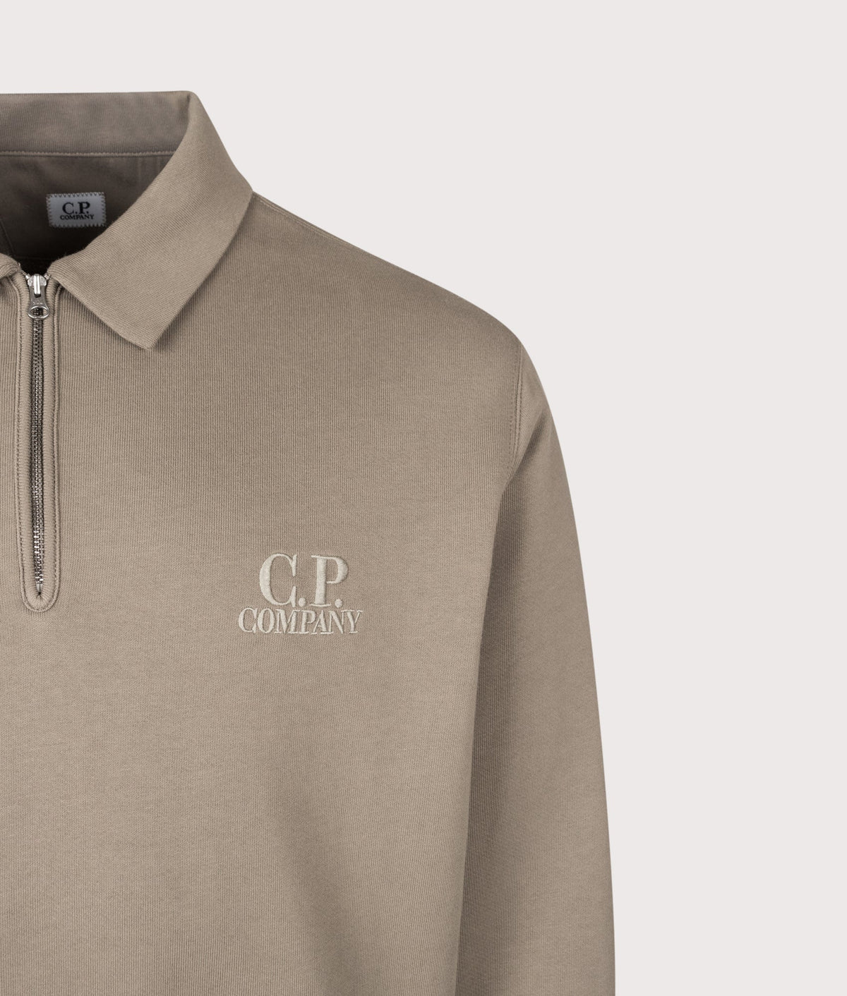 Diagonal Raised Fleece Polo Collar Sweatshirt