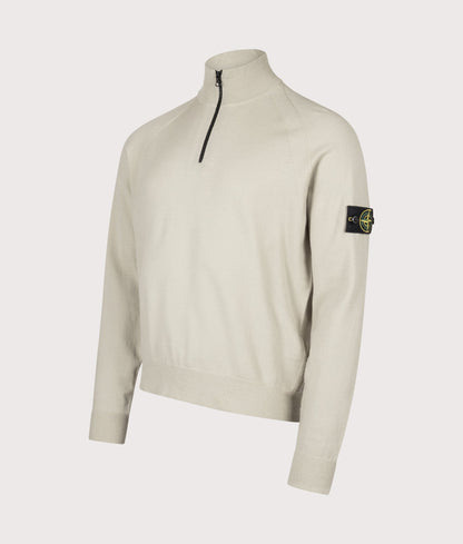 Stretch RWS Wool Quarter Zip Jumper