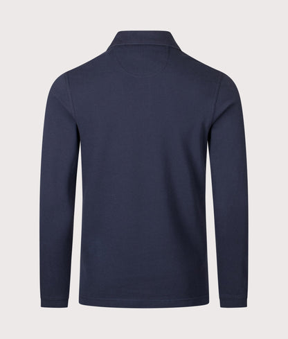 Long Sleeve Tartan Placket Polo Shirt