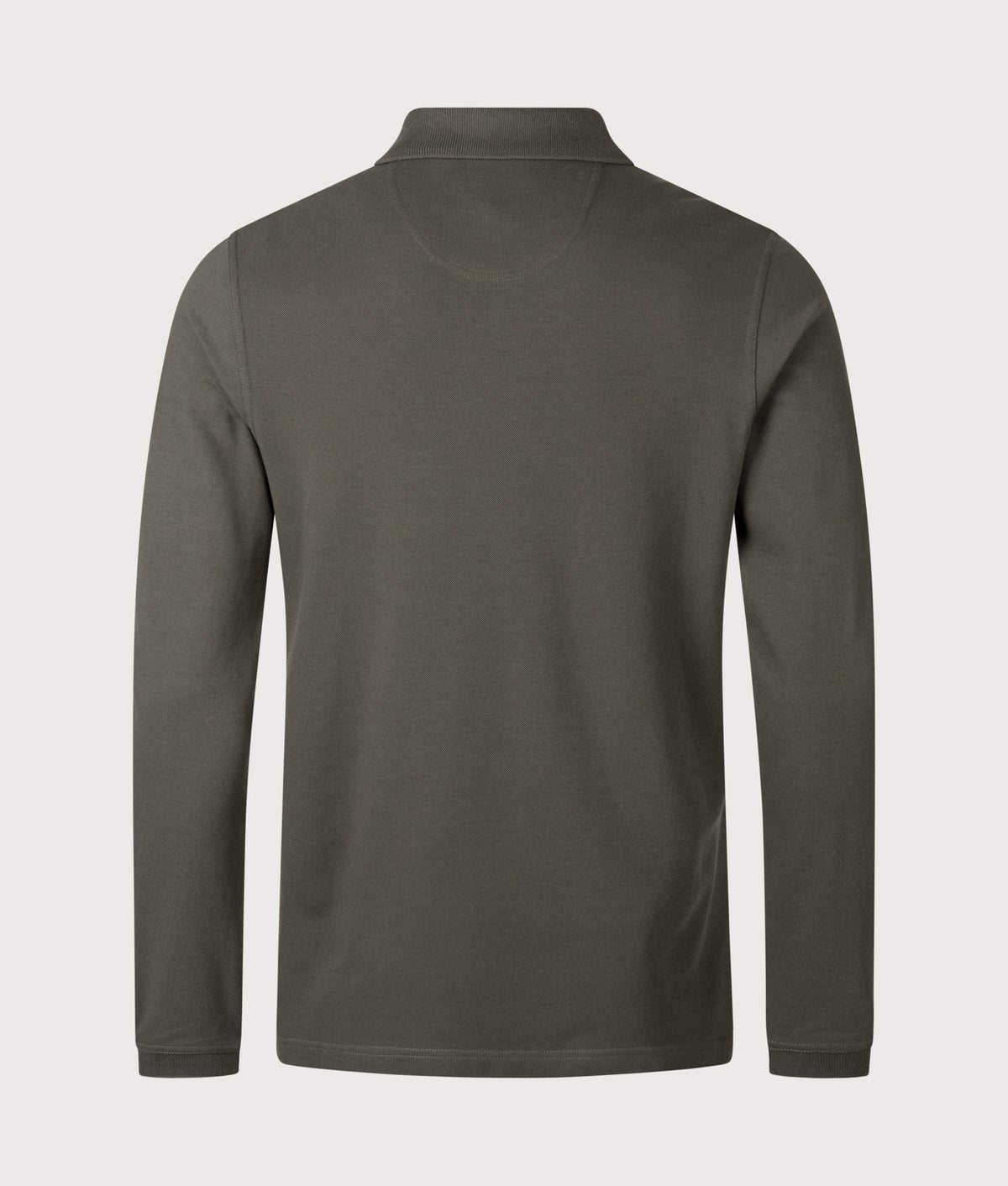 Long Sleeve Tartan Placket Polo Shirt