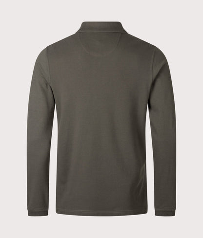Long Sleeve Tartan Placket Polo Shirt