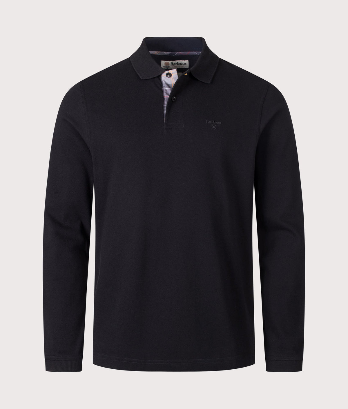 Regular Fit Essential Long Sleeve Tartan Piqué Polo Shirt