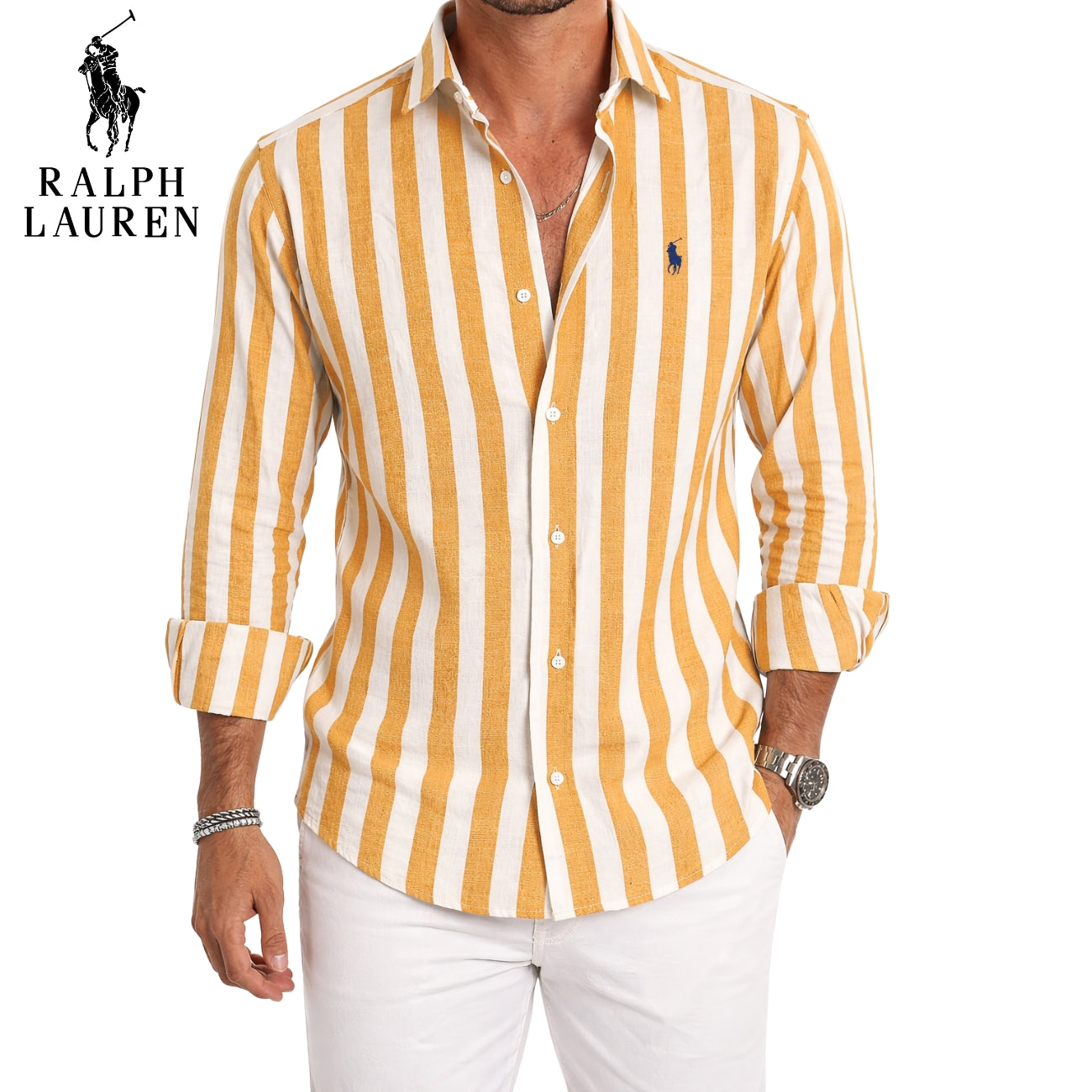 RL™ | Chemise Homme Lin Rayée Manches Longues