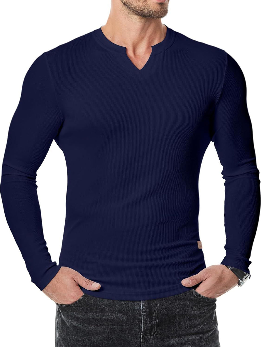 Longline V-Neck Ribbed Tee Essential