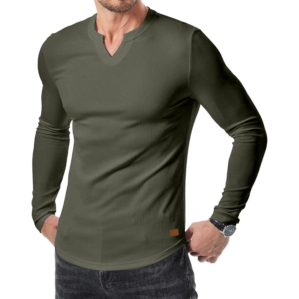 Longline V-Neck Ribbed Tee Essential