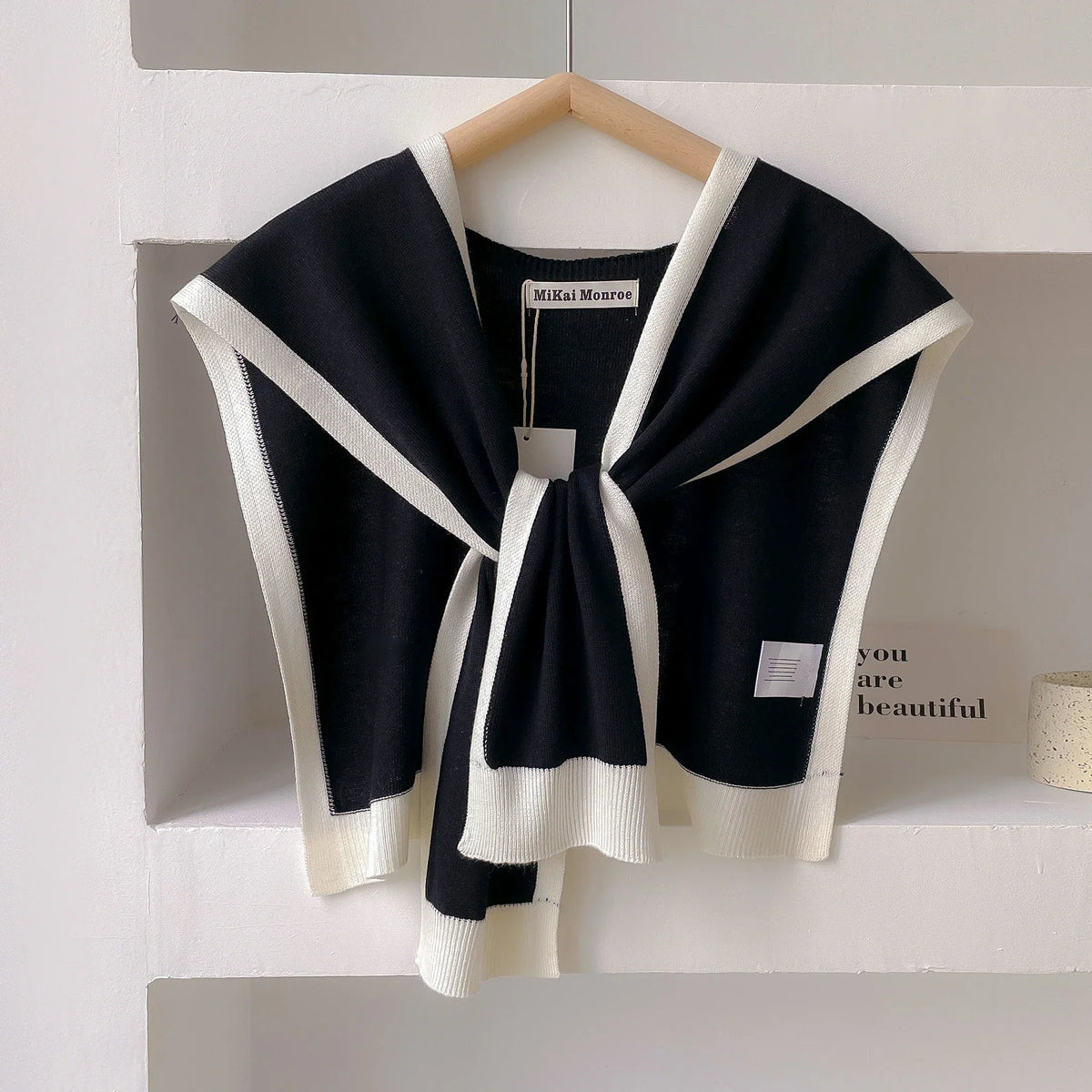 Emma – Striped Knit Shoulder Shawl