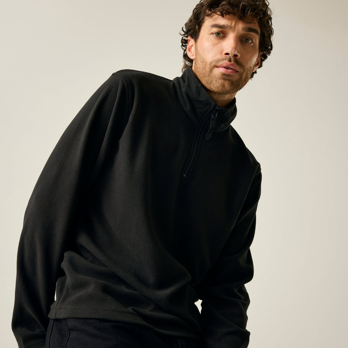Regatta Men's Micro Zip Neck Fleece, Black
