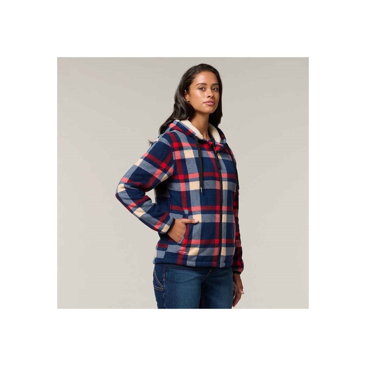 Hard Yakka Check Zoodie Women Hoodie with Zip