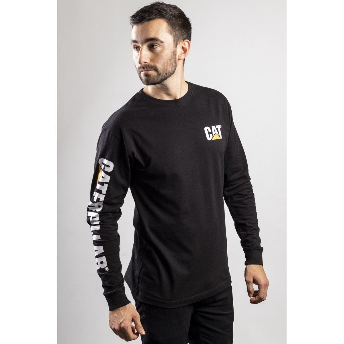 CAT Trademark Banner Long Sleeve T-Shirt, Black