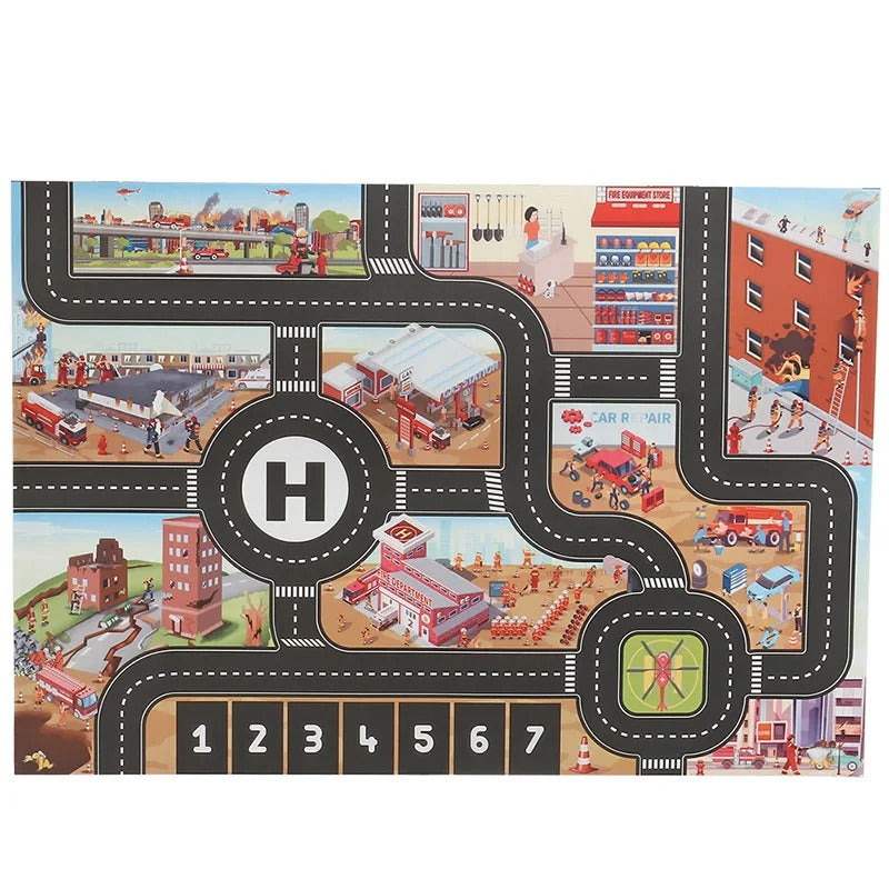 Baby play mat, urban traffic road map mat, city car parking mat, traffic signs, baby climbing play mat