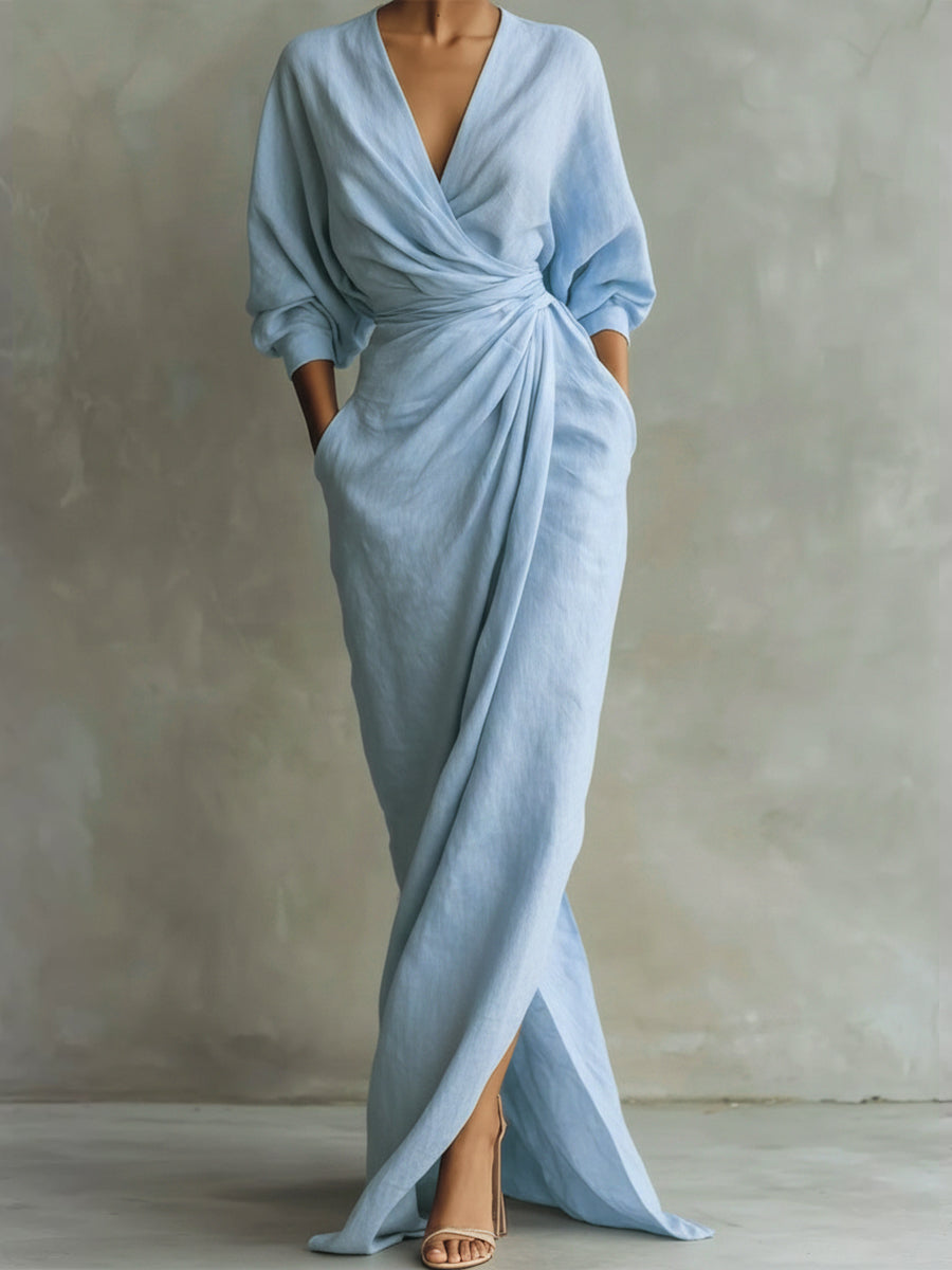 COLETTE™ SCULPTURAL LINEN MAXI DRESS
