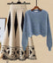 Ivory Skirt & Grayish Sweater