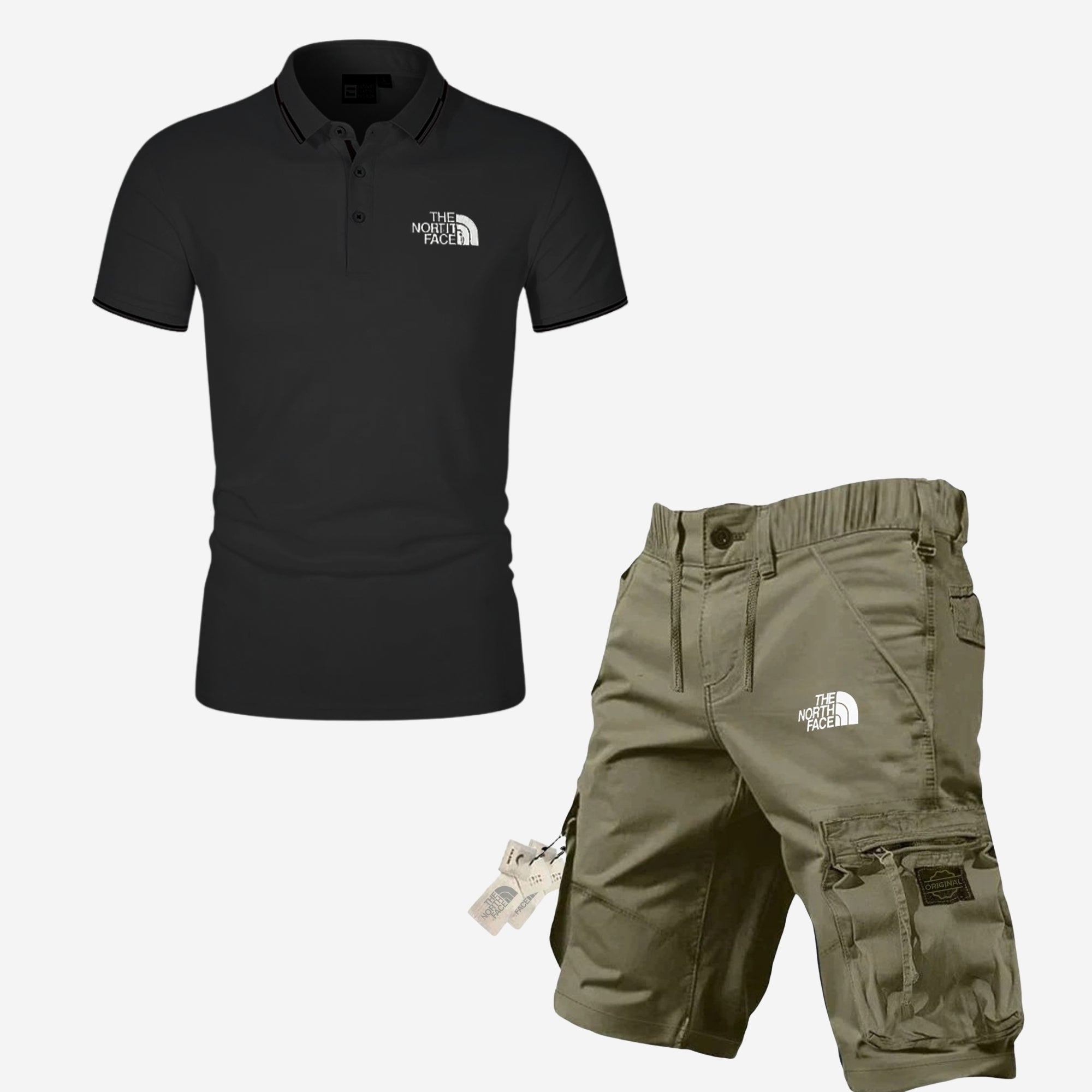 Men's Polo Shirt and Cargo Shorts Casual Summer Outfit Set